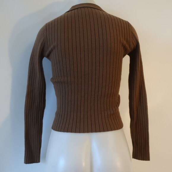 Womens Central Park West Brown Ribbed Thick Knit Button Cardigan Sweater S - Picture 6 of 8